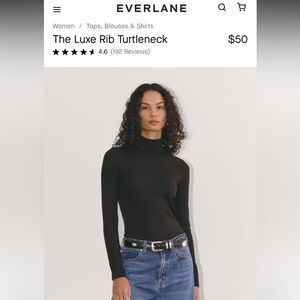 NEW Everlane Pima Micro Rib Turtleneck in Golden Brown Burnt Orange